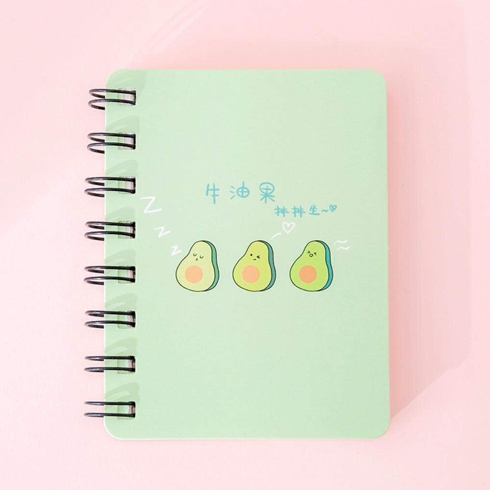 Cartoon Mini Flipable Draagbare Spoel Notebook Leuke Avocado Losbladige Notepad Dagboek Schoolbenodigdheden Briefpapier Kids: D