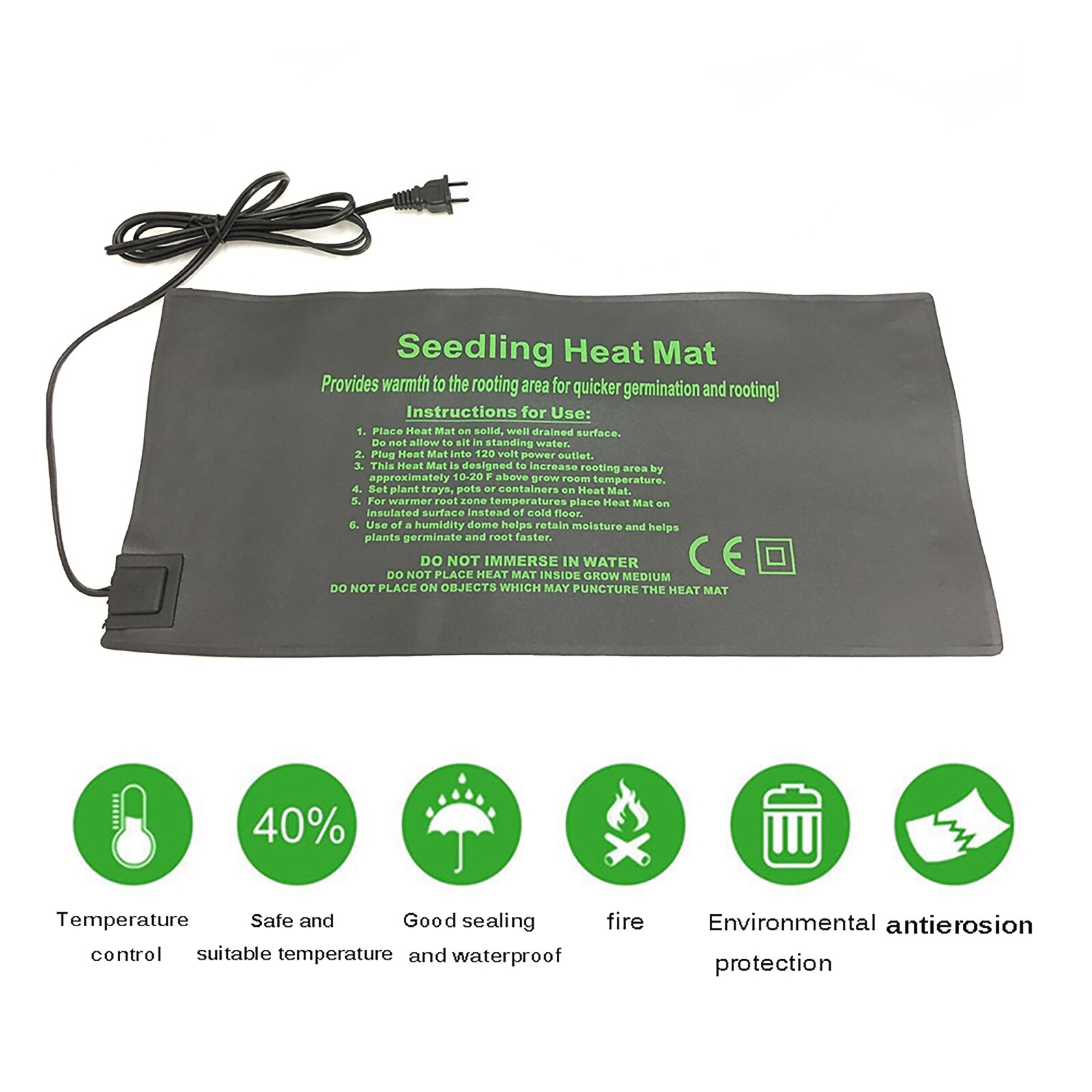 Seedling Heat Mat Propagator Heat Mat Seed Starting Plant Heating Pad Hydroponic Waterproof Warmer Bed Germination Propagation