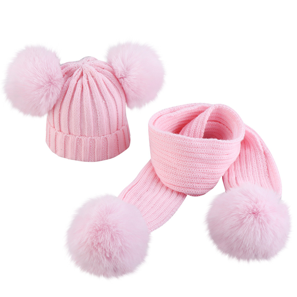 Peuter Kids Meisje & Jongen Baby Oor Bescherming Winddicht Breiwol Zomen Keep Warm Winter Cap Hoed + Sjaal Set l1127