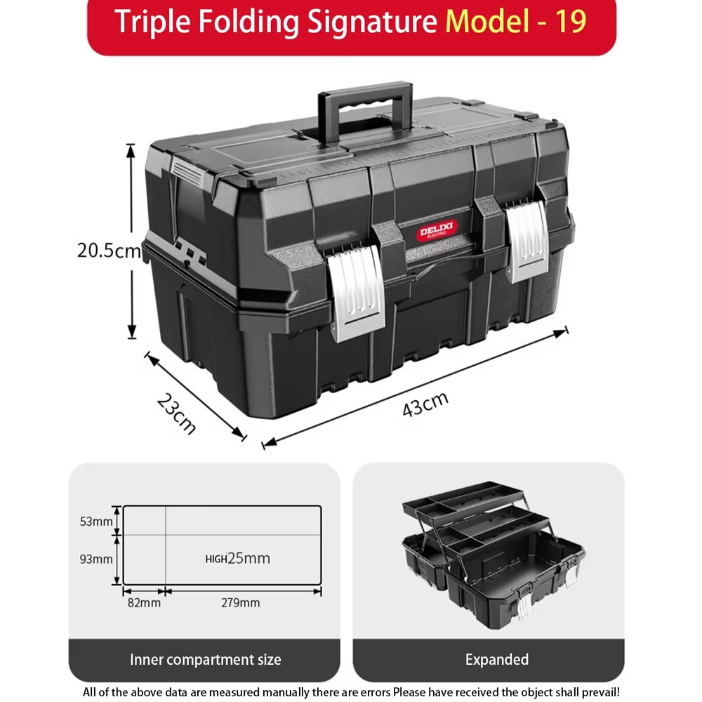 Multifunctionele waterdichte gereedschapskist Plastic harde koffer Hardware Toolbox Draagbare gereedschapsorganizer Verdikte gereedschapsopbergdoos: Rood