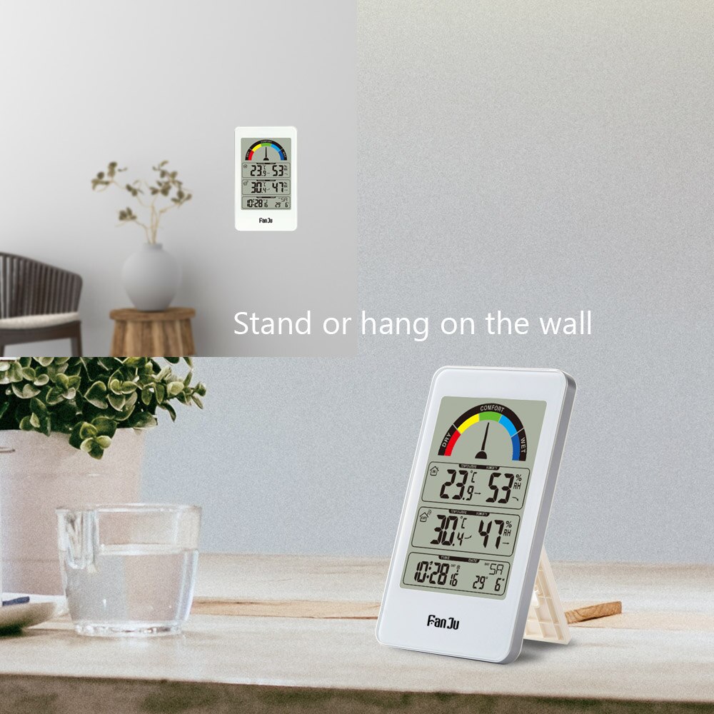 FanJu FJ3356 Stazione meteo Termometro Sveglia Digitale Orologio Da Parete Strada Esterna Coperta igrometro Elettronico comfort Indicazione