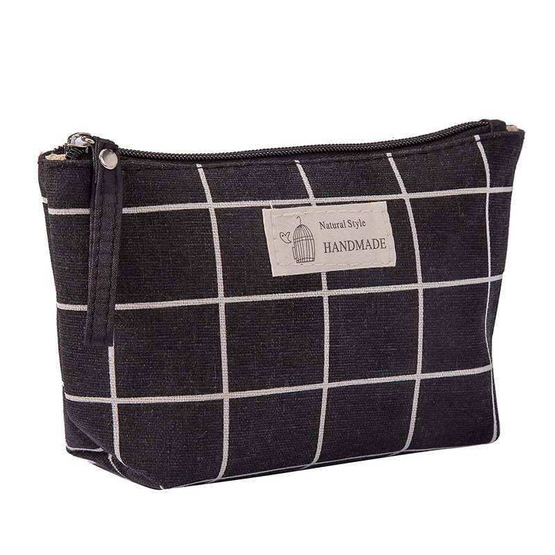 Plaid Travel Cosmetic Bag Women Makeup Bags Handbag Female Zipper Purse Small Make Up Bags Travel Beauty Organizer Pouch