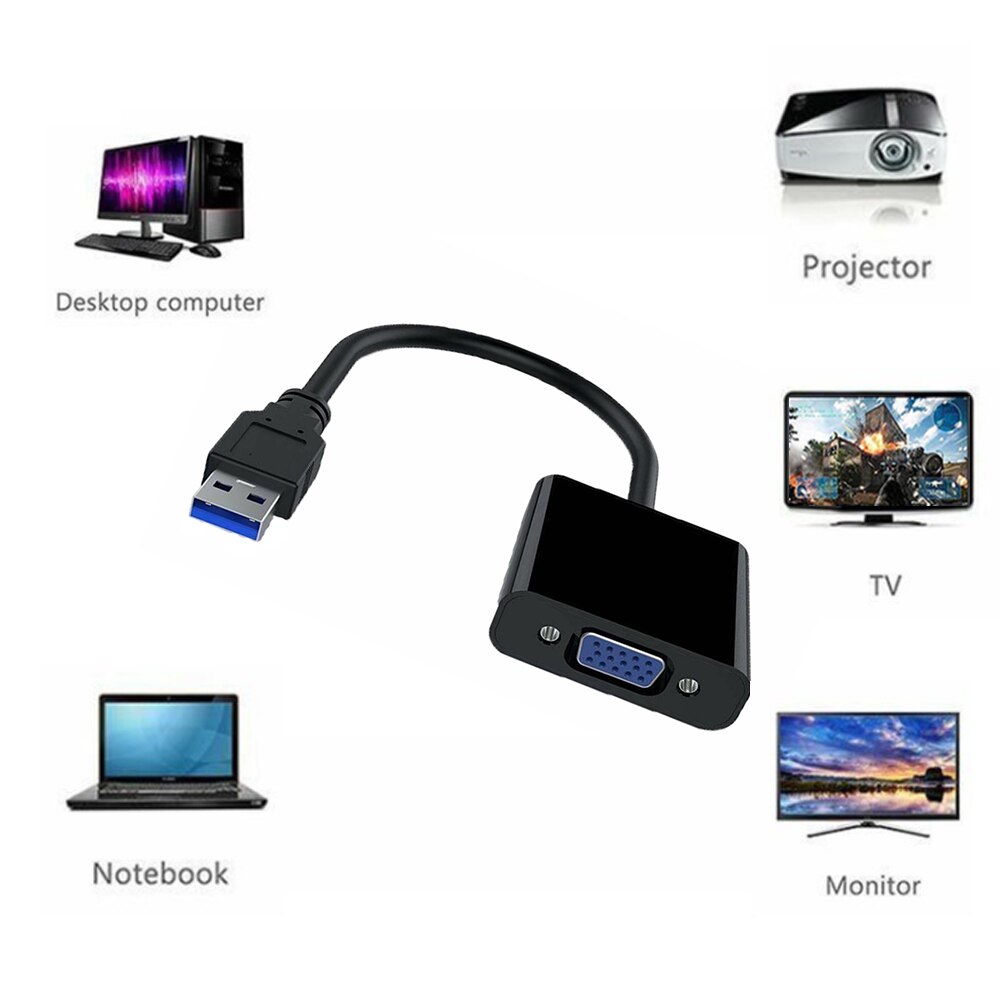 Usb 2.0/3.0 Naar Vga Multi-Display Adapter Converter Externe Grafische Kaart Draagbare Usb Naar Vga Converter