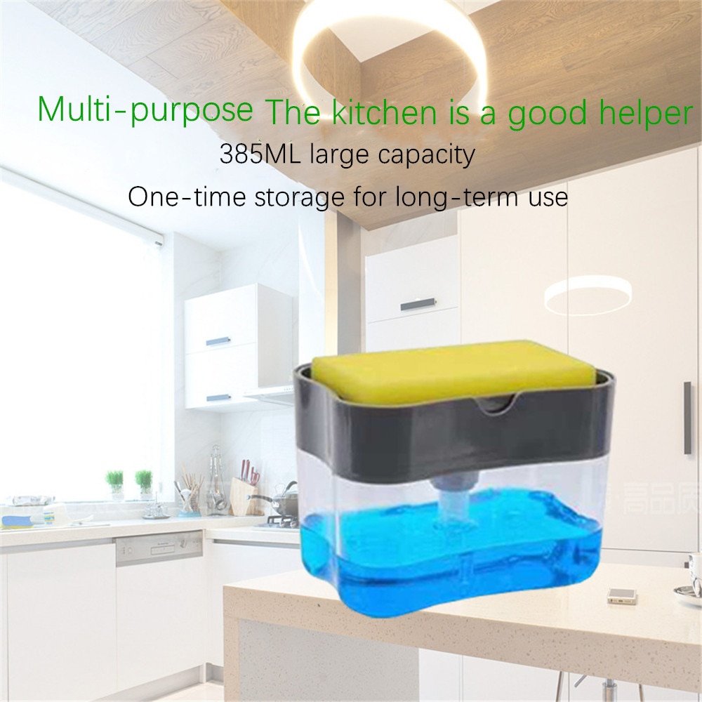 2 In 1 Spons Doos Met Spons Zeepdispenser Dubbele Laag Keuken Plastic Zeepdispenser Spons Scrubber Spons Rack