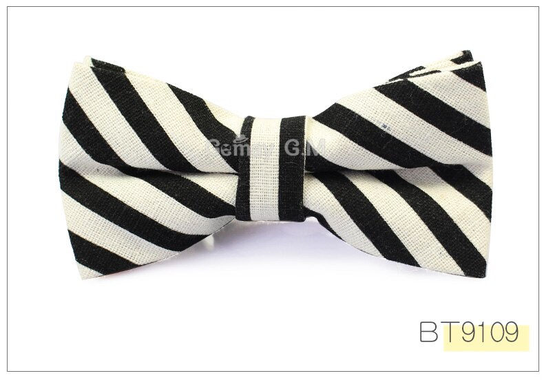 Men Striped Bowtie Casual Neckwear Adjustable Mens Bow Tie for wedding England Style Adult Linen Ties: BT9109