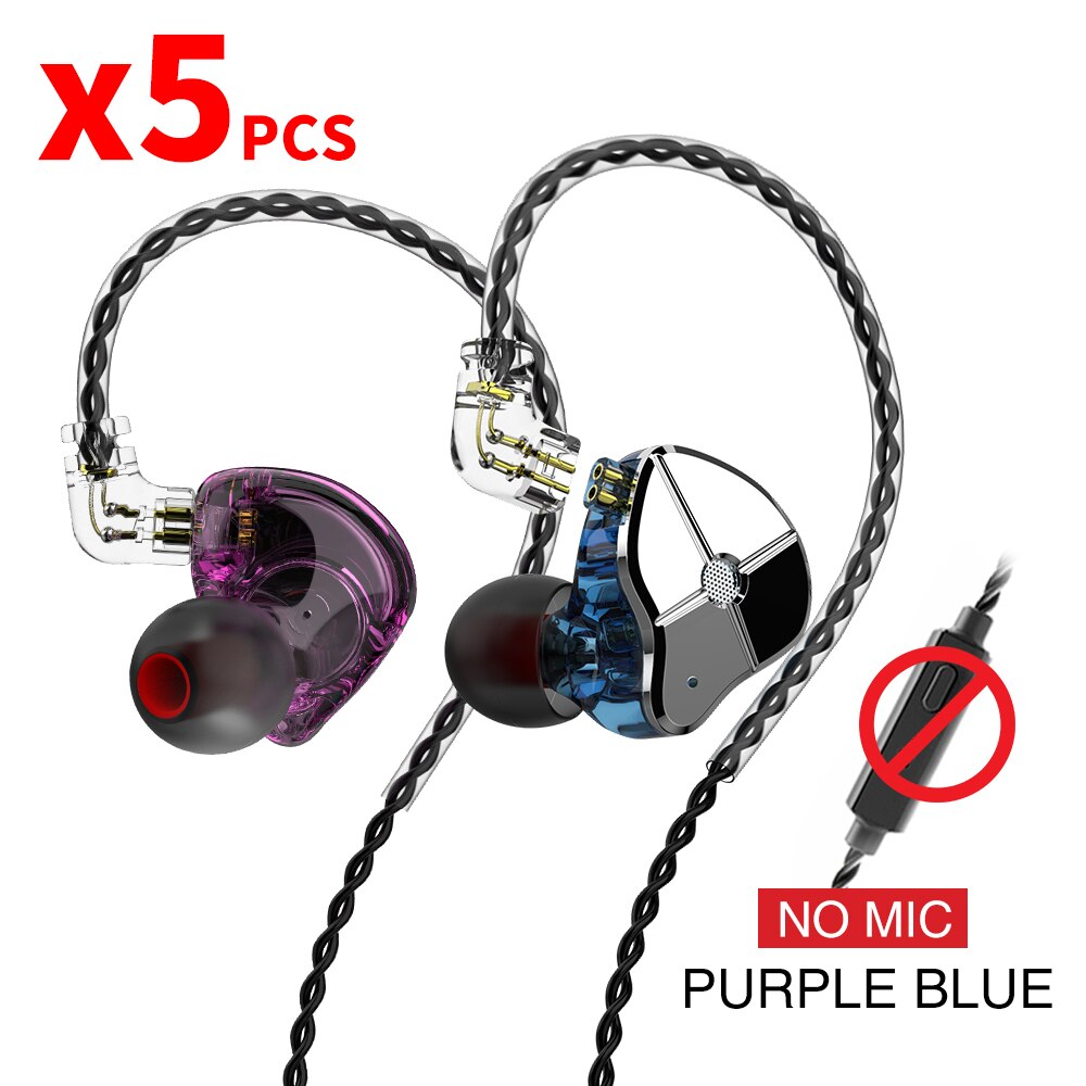 TRN ST1 1DD 1BA Hybrid In Ear Earphone HIFI DJ Monitor Running Sport Earphone Earplug Headset With QDC Cable TRN V90 BA5: Purpleblue no mic5