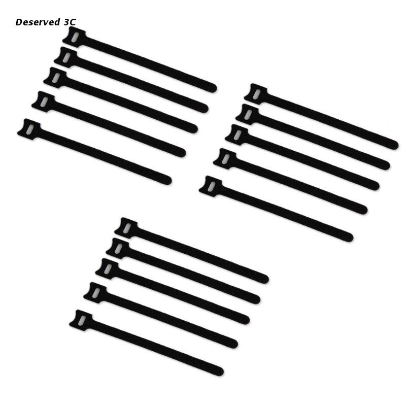 15x Adjustable Polyester Loop Cable Ties Cable Tidy Strap Multi Color Cable Organizer Releasable Velc ro Cleat Strap: Black