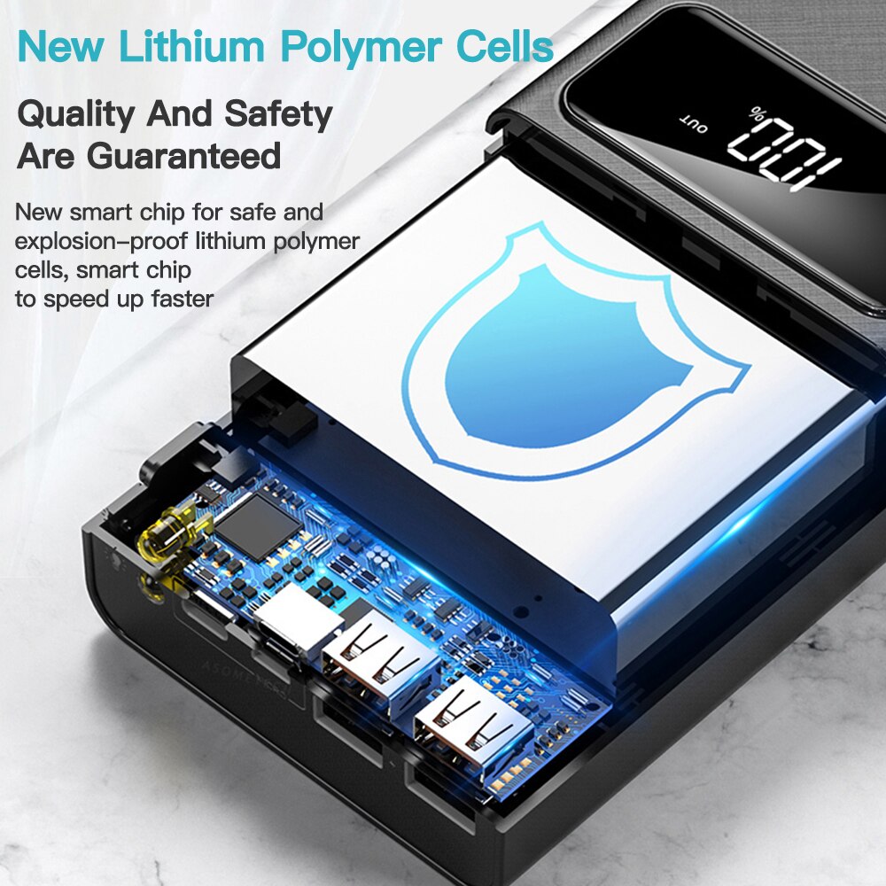 Power Bank 40000mah 4 USB Portable Powerbank LED Digital Display External Battery Phone Charger For iPhone Huawei Xiaomi Samsung