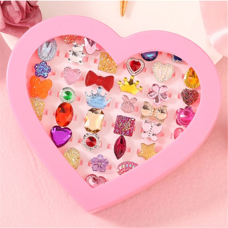 36pc Glänzenden Verstellbar freundlicher Karikatur Ringe Süssigkeit Blume Diamant Bogen bilden Ring einstellen mischen Finger Schmuck Ringe Art mädchen Spielzeug