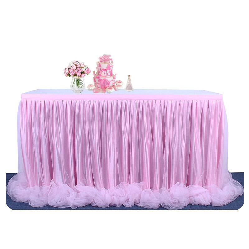 185 X77cm Table Skirts Tulle Table Cloth Tutu Table Skirt for Wedding Decorations Kids Birthday Party Baby Shower Home Decor: Pink long yarn