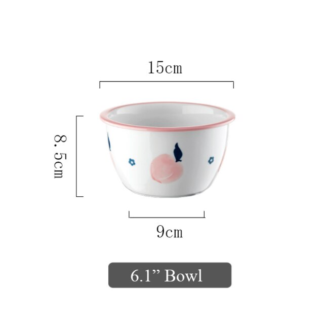 Keramische Diner Borden Kommen Set Leuke Bloem En Perzik Patroon Huishouden Enkele Grote Servies Vajilla Тарелки Для Еды: B6