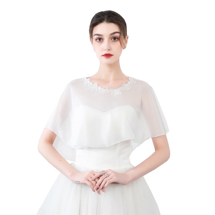 Vestes en mousseline de soie pour femmes, longues écharpes, châle, enveloppe, doux, pour soirée et mariage: Ivoire