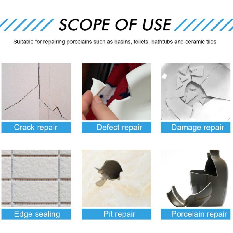 Portable Ceramic Repair Paste Tub Tile Shower Porcelain Repair Kit For Crack Chip Bathroom Sink Bath Tub Floor Repair Products