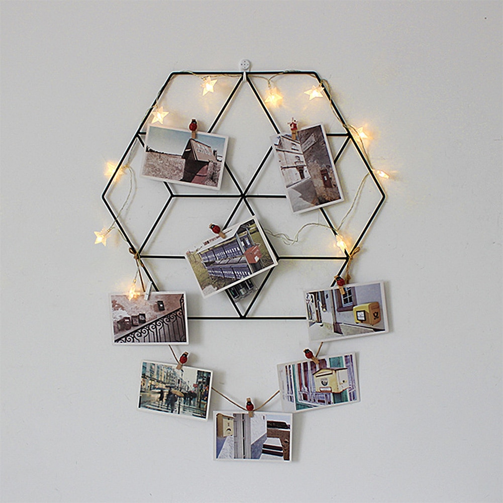 51*45 cm multi-funktion jern metal gitter fotoramme væg kunst display mesh opbevaringsstativ hjemmet diy dekoration