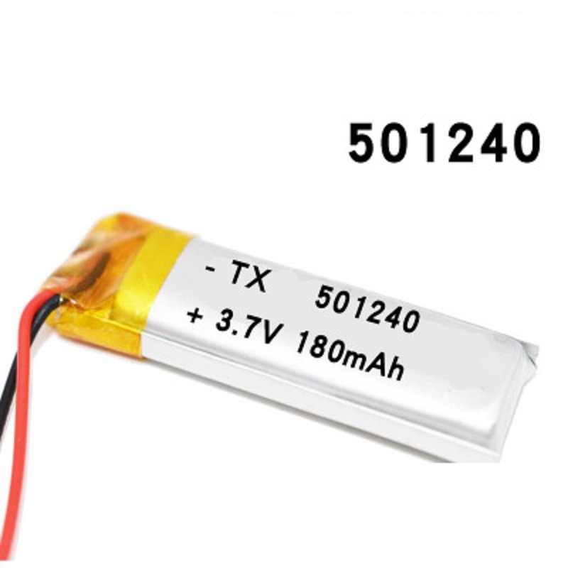 3.7V 180 mAh 501240 Battery Li-Polymer Rechargeable Battery 501240 Li Po Lithium Cells for GPS Bluetooth Earphone MP3 MP4 051240