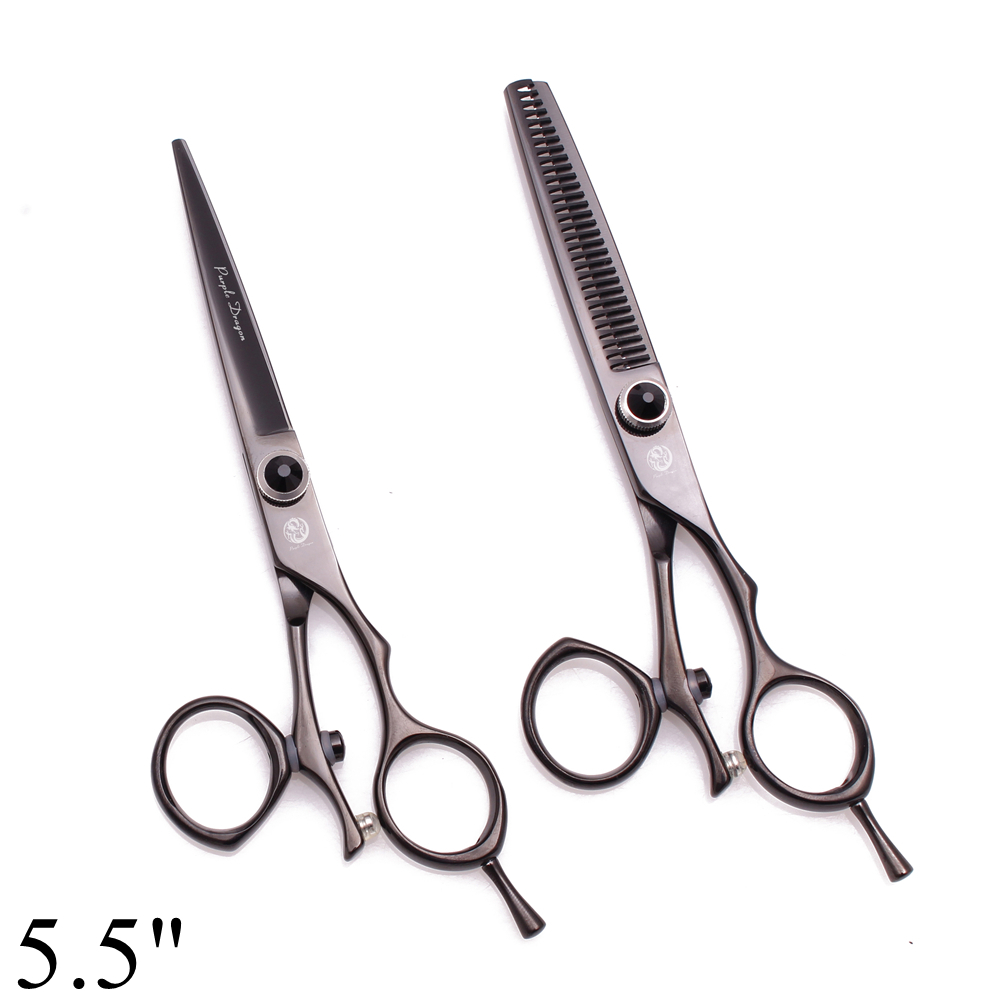 Tijeras profesionales de peluquería 5,5 "6" dragón púrpura JP 440C tijeras de corte de pelo de pulgar giratorio tijeras de adelgazamiento de peluquero Z9019: plum