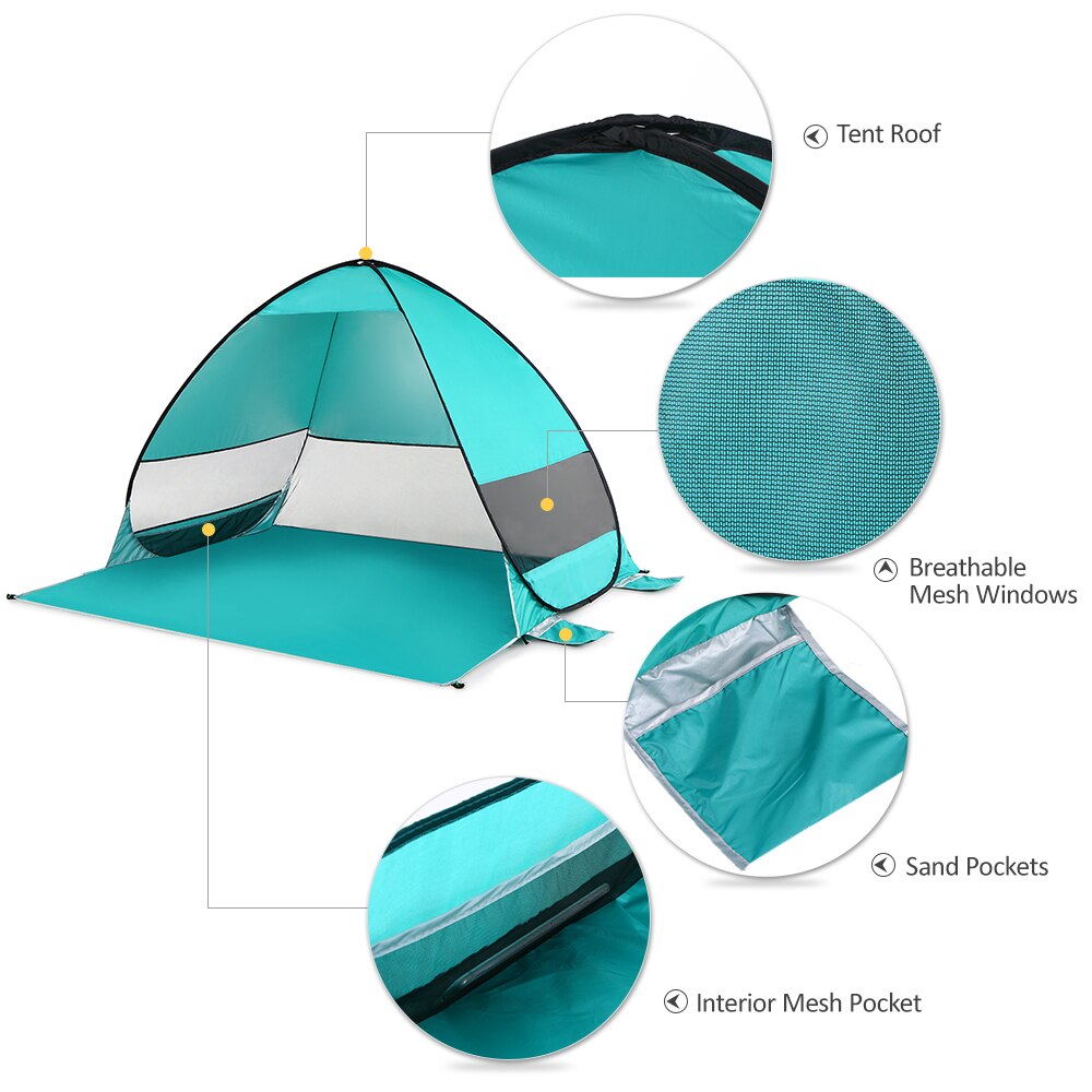 Automatic Pop Up Beach Tent Cabana Portable UPF 50+ Sun Shelter Camping Tent Fishing Hiking Canopy Outdoor Tent Awning