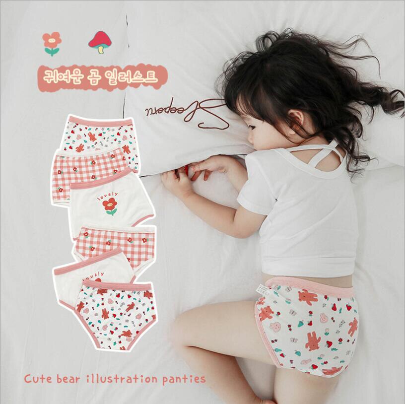 3 Stks/partij Kinderen Kids Ondergoed Vrouwelijke Cartoon Bear Gedrukt Baby Meisjes Ondergoed Boxer Briefs Slipje Meisjes Boxer