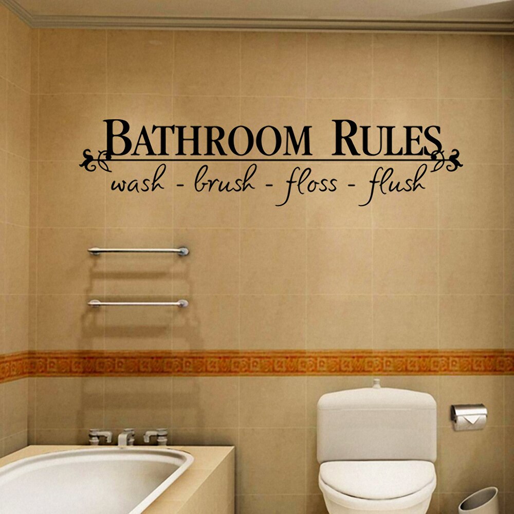 Bathroom Rules Wall Stickers Quote Bathroom Sticker Art Decal DIY Bath Background Waterproof Toilet Washroom Home Decor