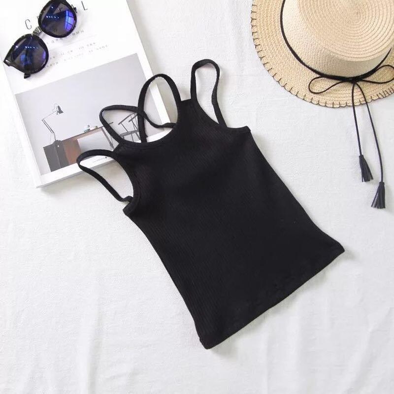 Tops Voor Meisjes Zomer Vest Stijl Meisjes Kleding Kruis Riem Vest Katoen Toevallige Mouwloze Kinderen Snoep Kleuren Sport Vesten Out dragen: black / 95-100cm