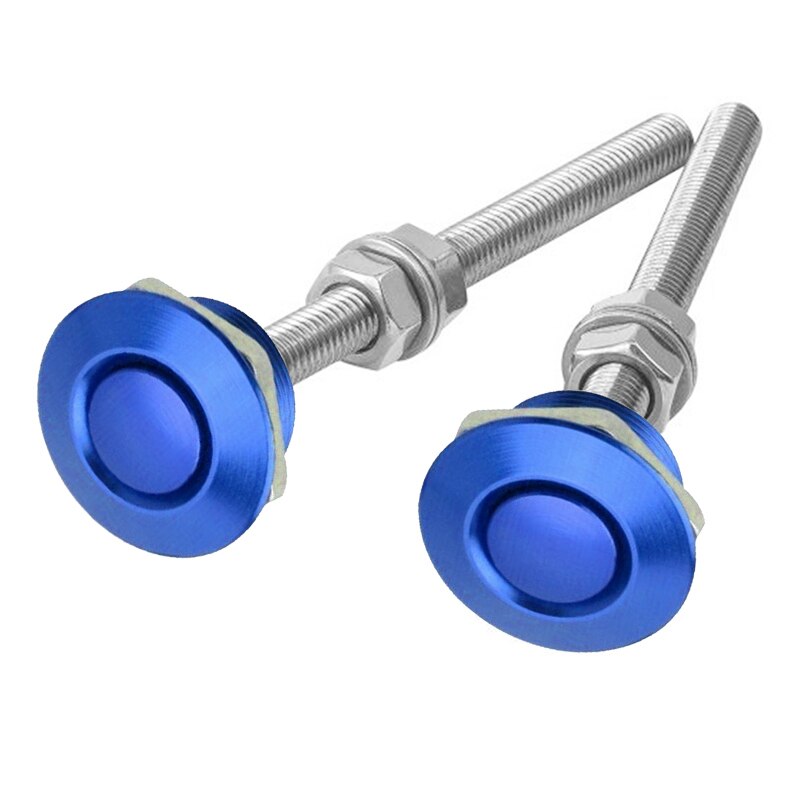 2Pcs 30mm Aluminum Alloy Push Button Quick Release Hood Pins Bonnet Lock Clip Latch Bumper Universal Auto Replacement Parts: Blue