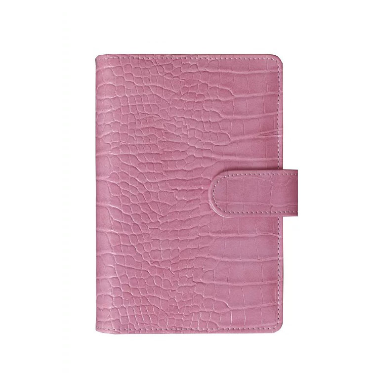 A6 PU Leather Notebook 6 Ring Binder for A6 Filler Paper, Loose Leaf Personal Planner Binder Cover with Magnetic Buckle Closure: Pink