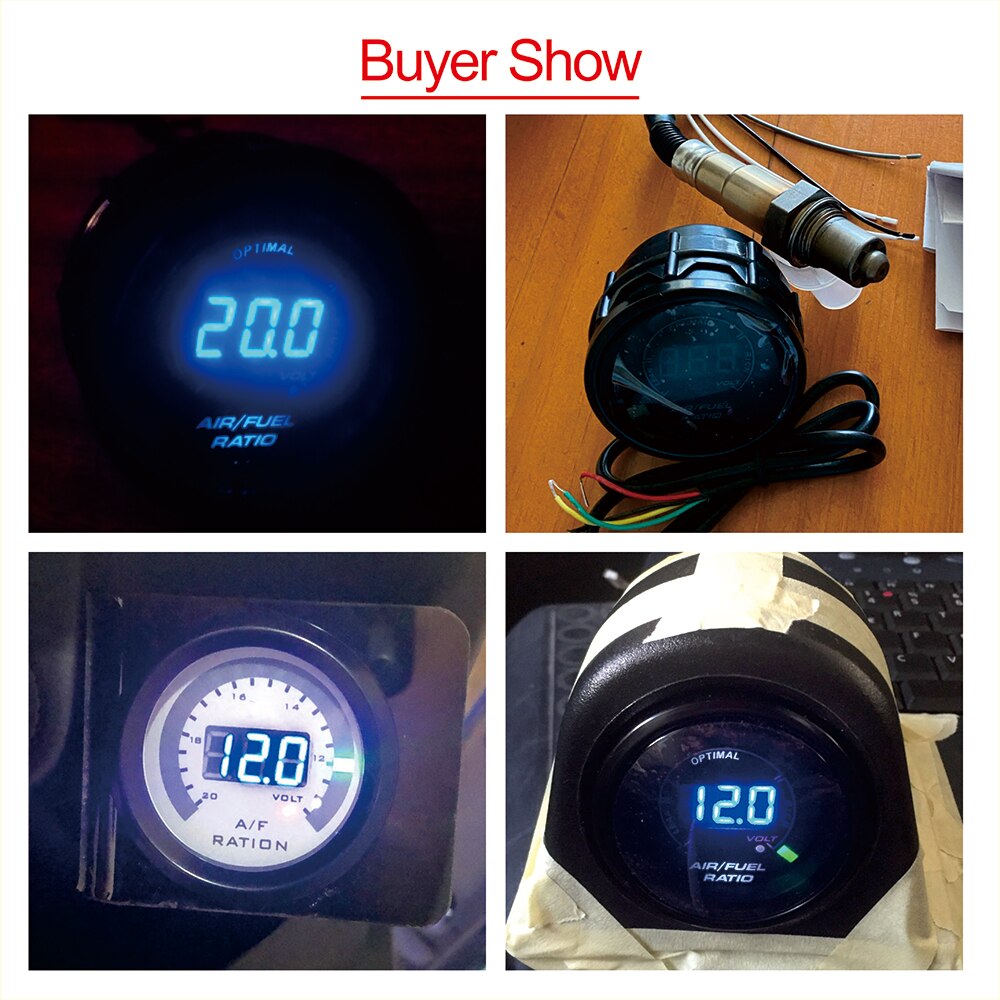 AD Digital 52mm Auto Air Fuel Ratio Gauge + Voltmeter volt Meter Indicator Smoked With Narrowband O2 Oxygen Sensor 0258006028