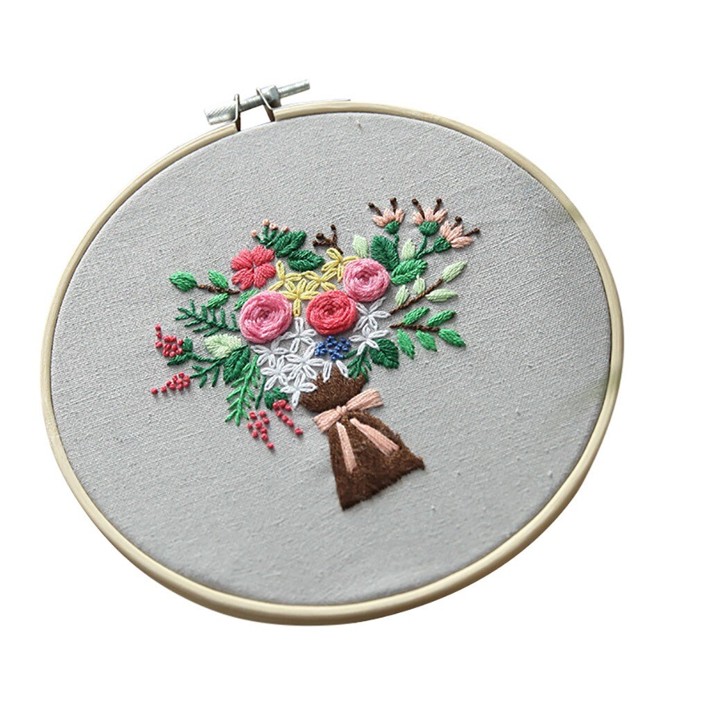 Full Range Of Embroidery Cross Stitch Stamped Embroidery With Floral Kit Bastidor Para Bordar Embroidery Cloth With Pattern: F