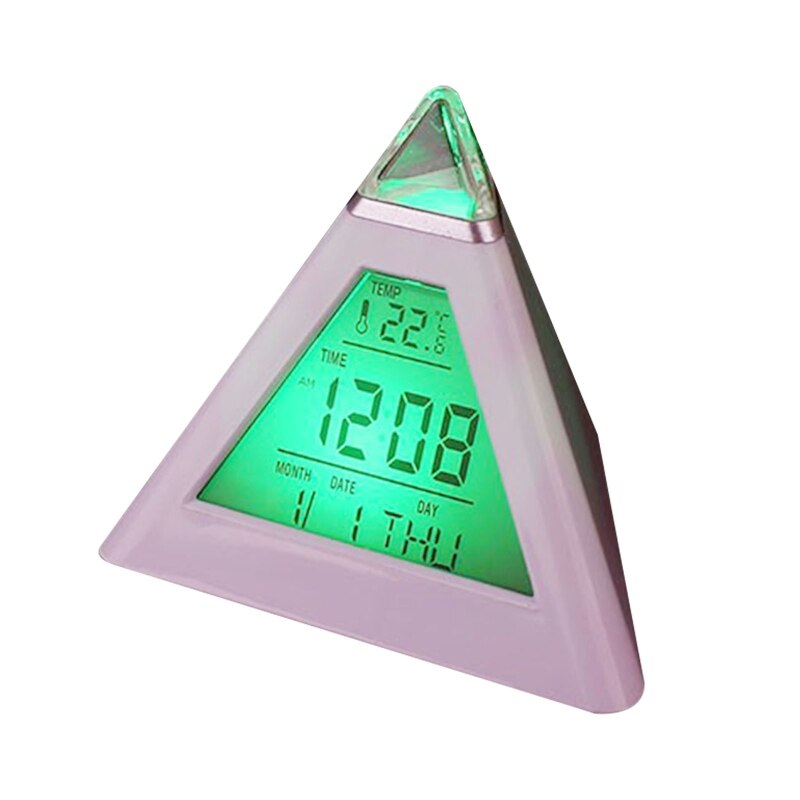 Alarm Clock Color Changing Triangle Alarm Clock LED Night Light Clock Kids Wake Up Digital Clock Large Display