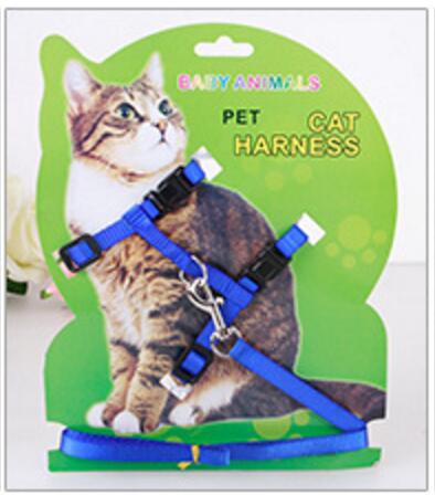 Conjunto de arnés y correa de nailon para gatos productos para mascotas para animales correa de arnés de tracción ajustable para perros gato gatito cuello Halter para gato: 03