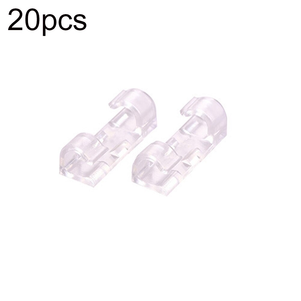 20pcs Self-Adhesive Cable Clips Cable Organizer Clips Cord Management Wire Holder Power Cords Charging Lines USB Cable Winder: Transparent