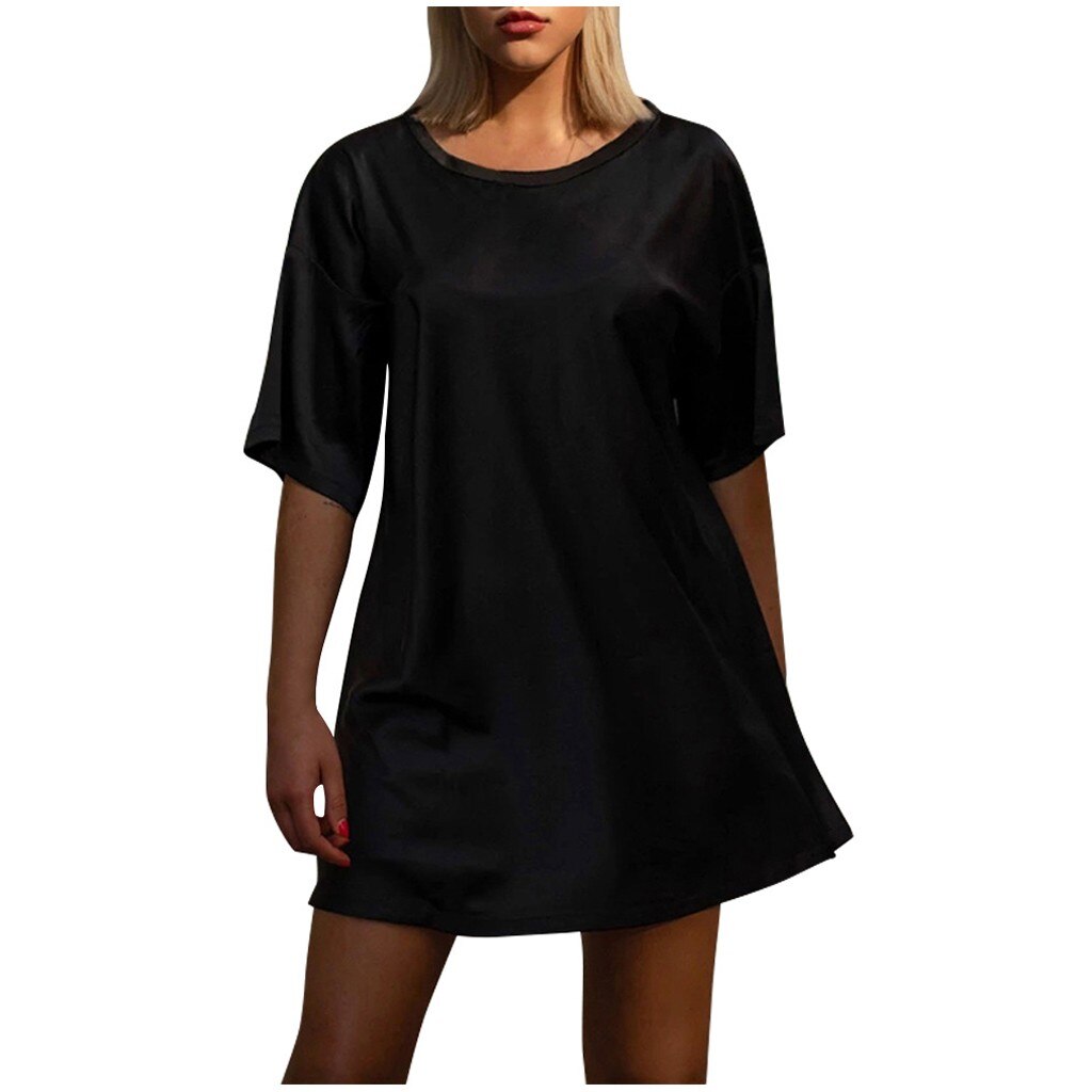 ¡Novedad! Vestido de tenis de verano para mujer, camisetas de manga corta con estilo, vestido de tenis, ropa deportiva holgada sólida, conjuntos de tenis # g4: Black / S