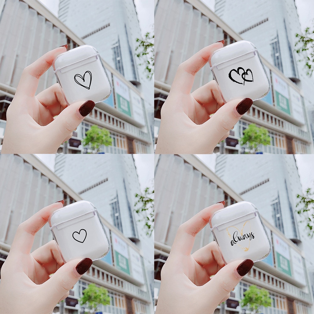 Soft Cute Air Pods Case For Apple Airpods Case Luxury Simple Love Transparent Airpods Case in Bluetooth Earphone Accessories