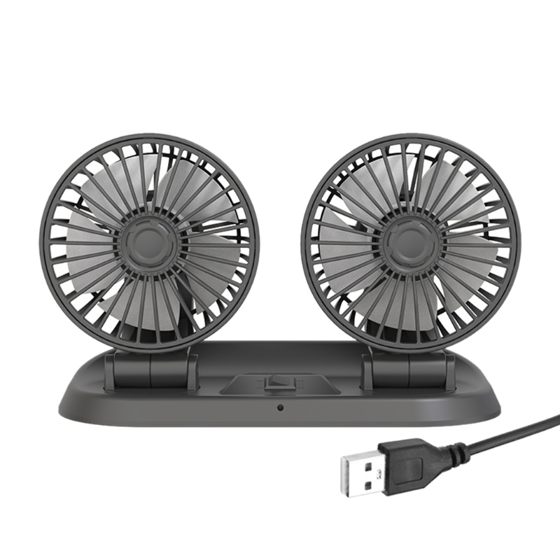 Electric Car Fan 3 Speed Dual Head Car Auto Cooling Air Circulator Fan for van Suv Rv Boat Auto Vehicles Summer
