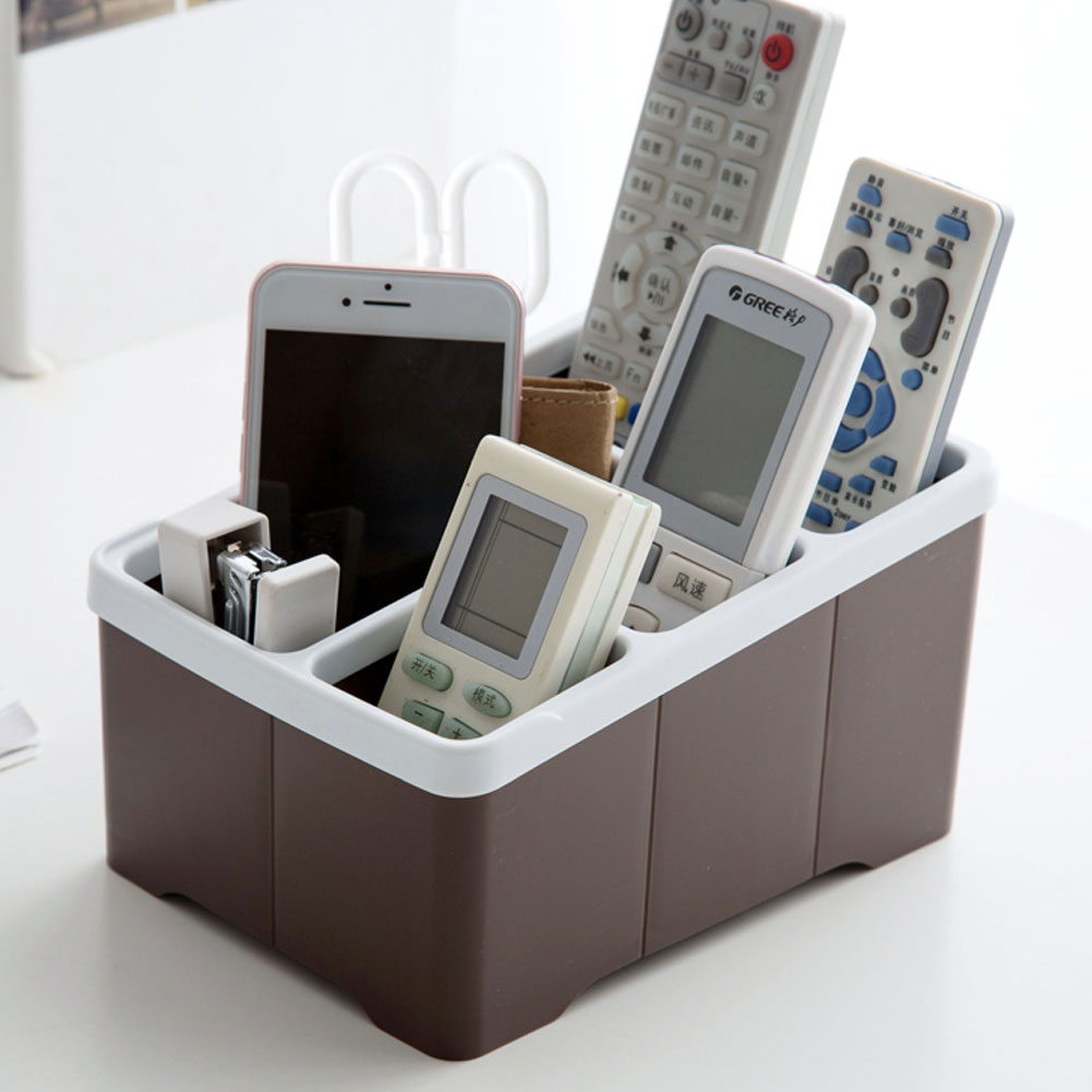 Fjernbetjeningsholder 4 rum organisator holder stativ reol holder til universal tv dvd ac home storage organisation