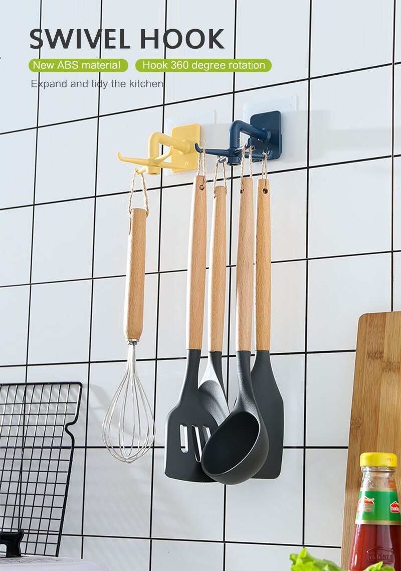 Sous étagère 360 ° rotation support de crochet mural plat étendoir armoires de cuisine étagère de rangement multi-usages crochets maison stockage