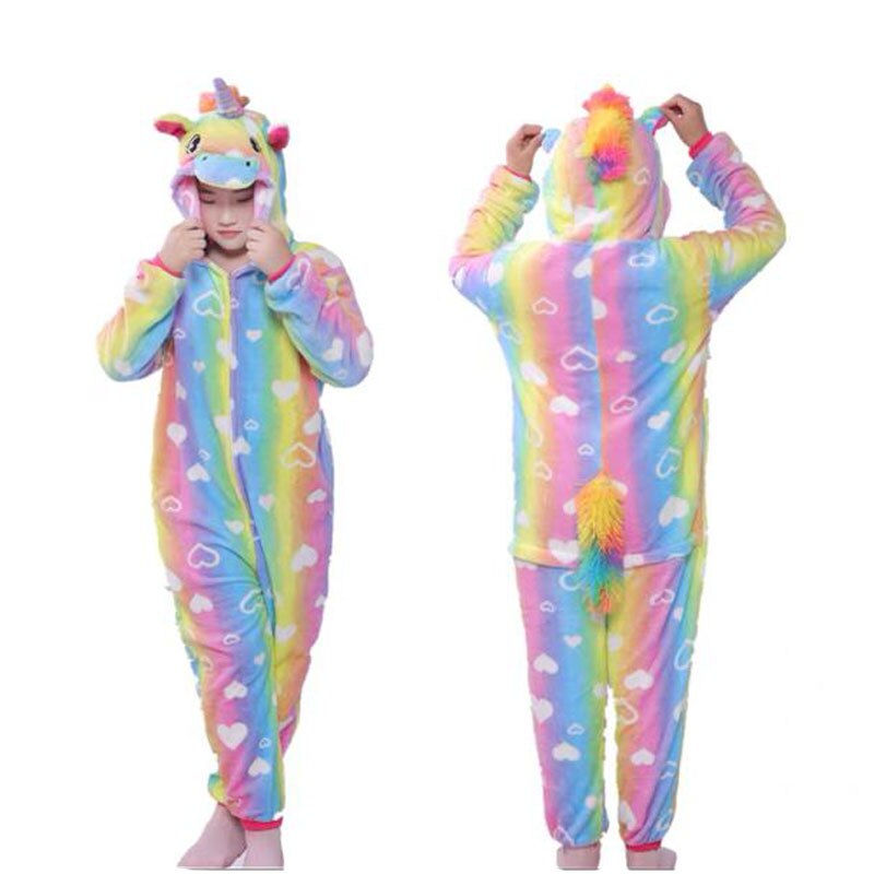 Herbst und Winter verdickt Ebene Karikatur einteiliges Pegasus einhorn Pyjama flanell haus kleid