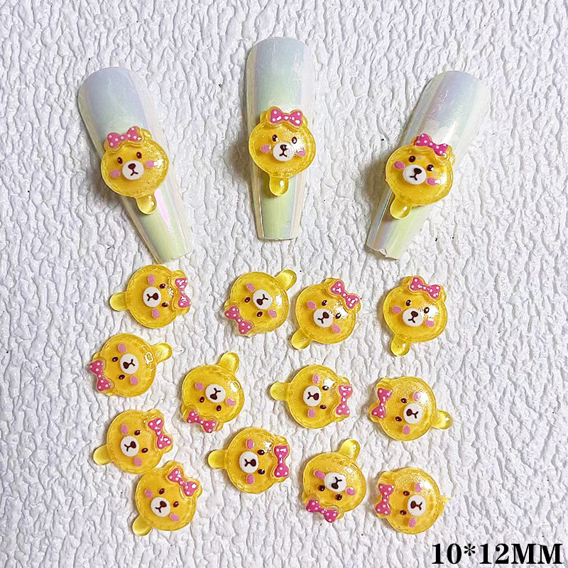10 stks Cartoon Bunny Nail Art Charm 3D Snoep Kleur Hars Cartoon Dier Lollipop Nageldecoratie Korea Kawaii Nagelaccessoires: Kaki