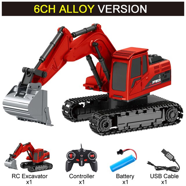 Engineering 2.4Ghz 6 Channel Car 1:24 RC Excavator Toy Alloy And Plastic Excavator 6CH And 5CH RTR For Kids Christmas: 6CH1