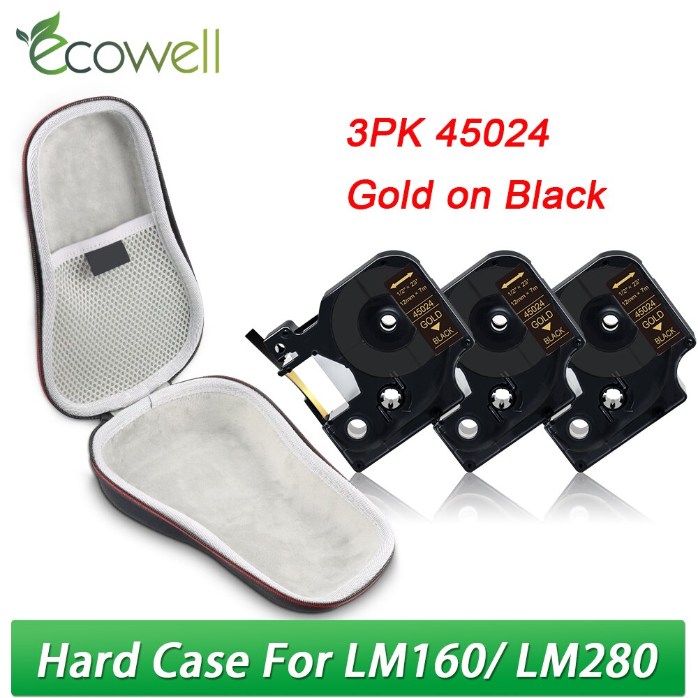 Ecowell przenośna torba podróżna dla Dymo LabelManager 160 280 D1 45013 LM160 drukarka do etykiet pokrowiec EVA ochronny podręczny schowek: 1 Case 3PK Set 16