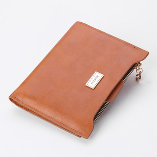 ¡Novedad! Cartera de pequeño y delgado para mujer, monedero de piel sintética con cremallera fina para mujer, Mini cartera de mano, carteras con cremallera baratas para mujer: Brown