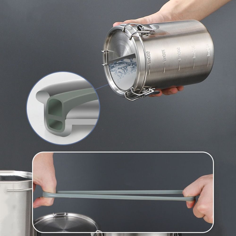 520/1000/1600/2500 ml Edelstahl-Lagertank mit Skala, auslaufsichere Lebensmittelaufbewahrungsbehälter, luftdicht versiegelt