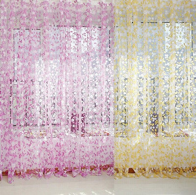 Flocking blomstermønster tyl voile dør vindue gardin cortinas til stue mørklægningsgardiner 1m x 2m 3 farver
