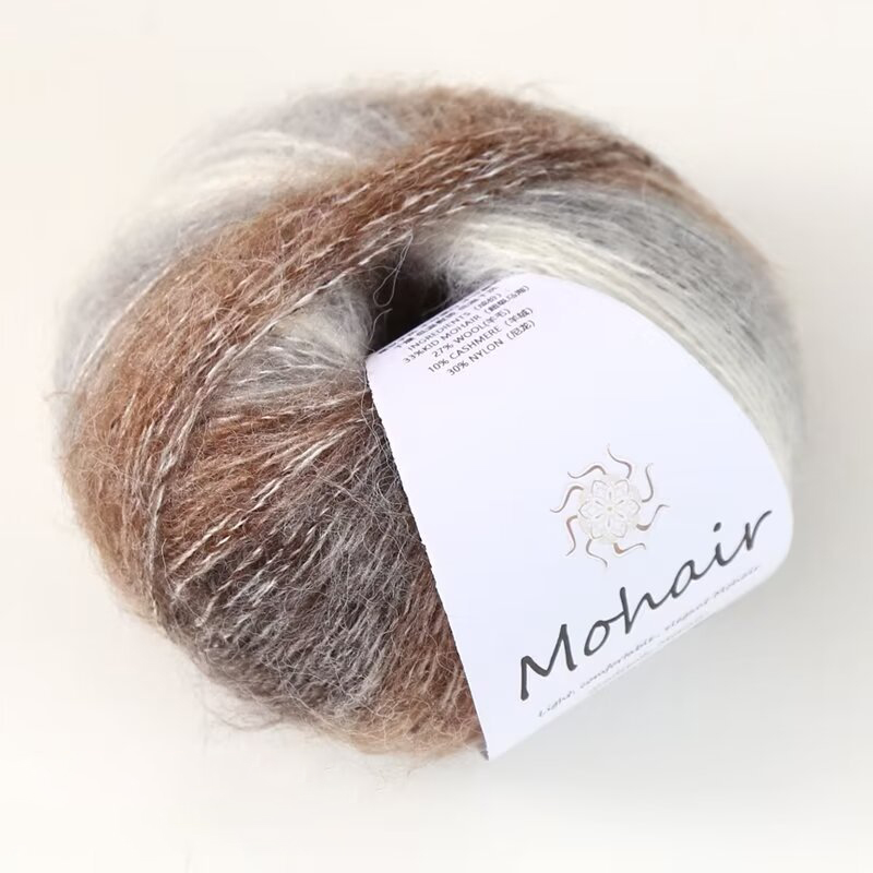 Ovillo de lana de Mohair degradado para tejer a mano, hilo de ganchillo suave y cálido, segmento de lana de bebé, hilo teñido para suéter, sombrero y bufanda, 25g por bola: Lavanda