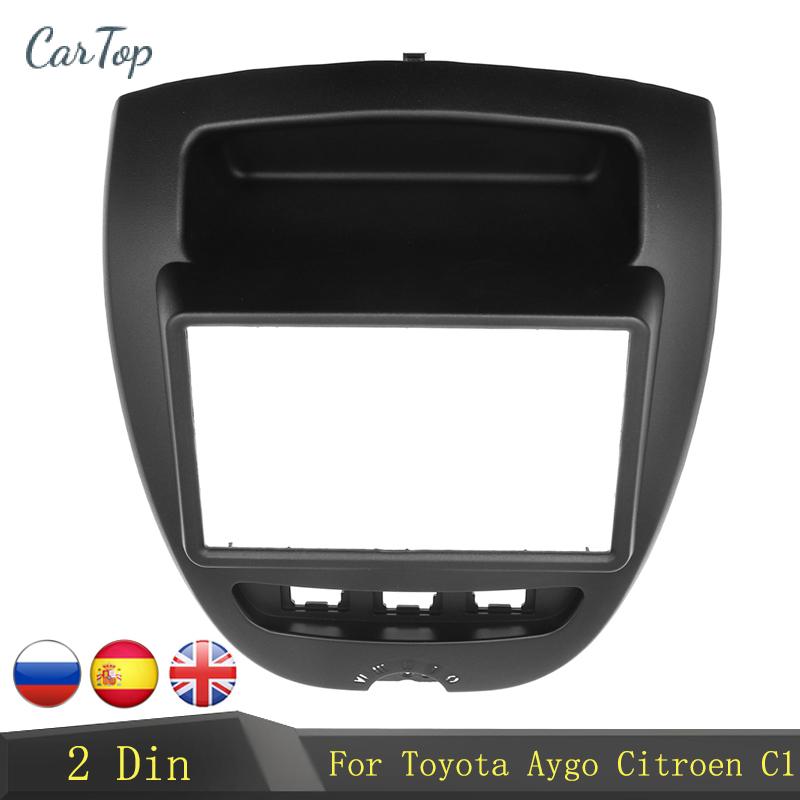 Double 2 Din Car Radio Frame Voor Toyota Aygo Citroen C1 Peugeot 107 2005 Fascia Dash Kit Dvd radio Panel Stereo Cover
