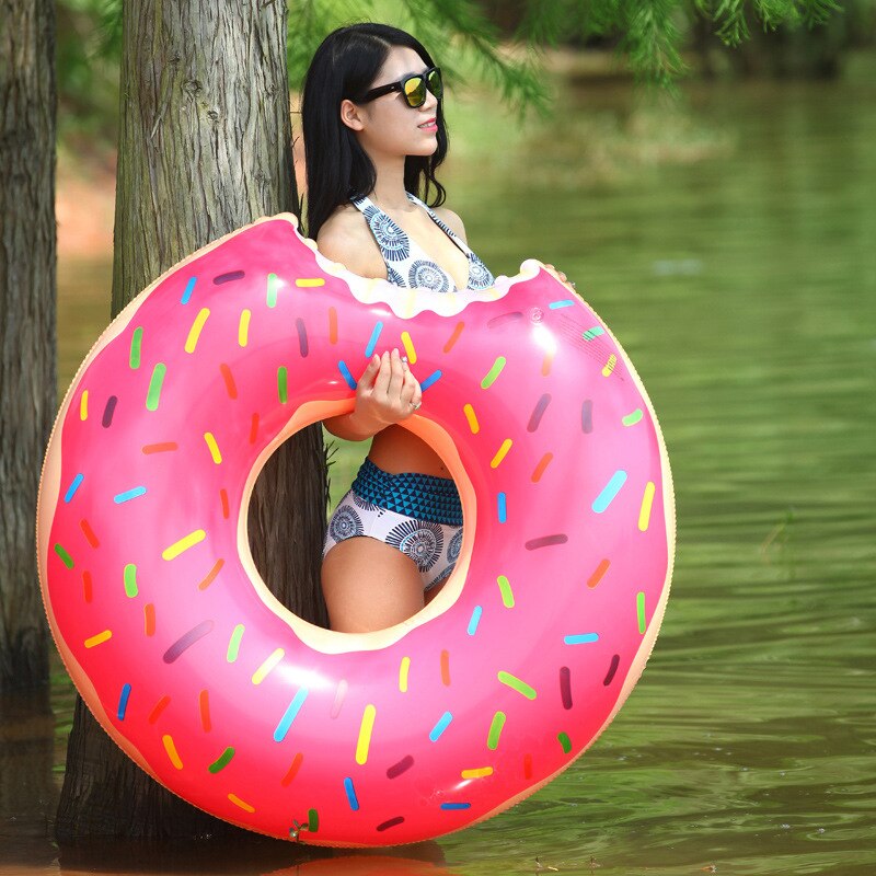 Nuovo anello da nuoto ciambella anello galleggiante gonfiabile in PVC bicolore salvagente anello da nuoto in cristallo ingrandito e ispessito misura 60-100