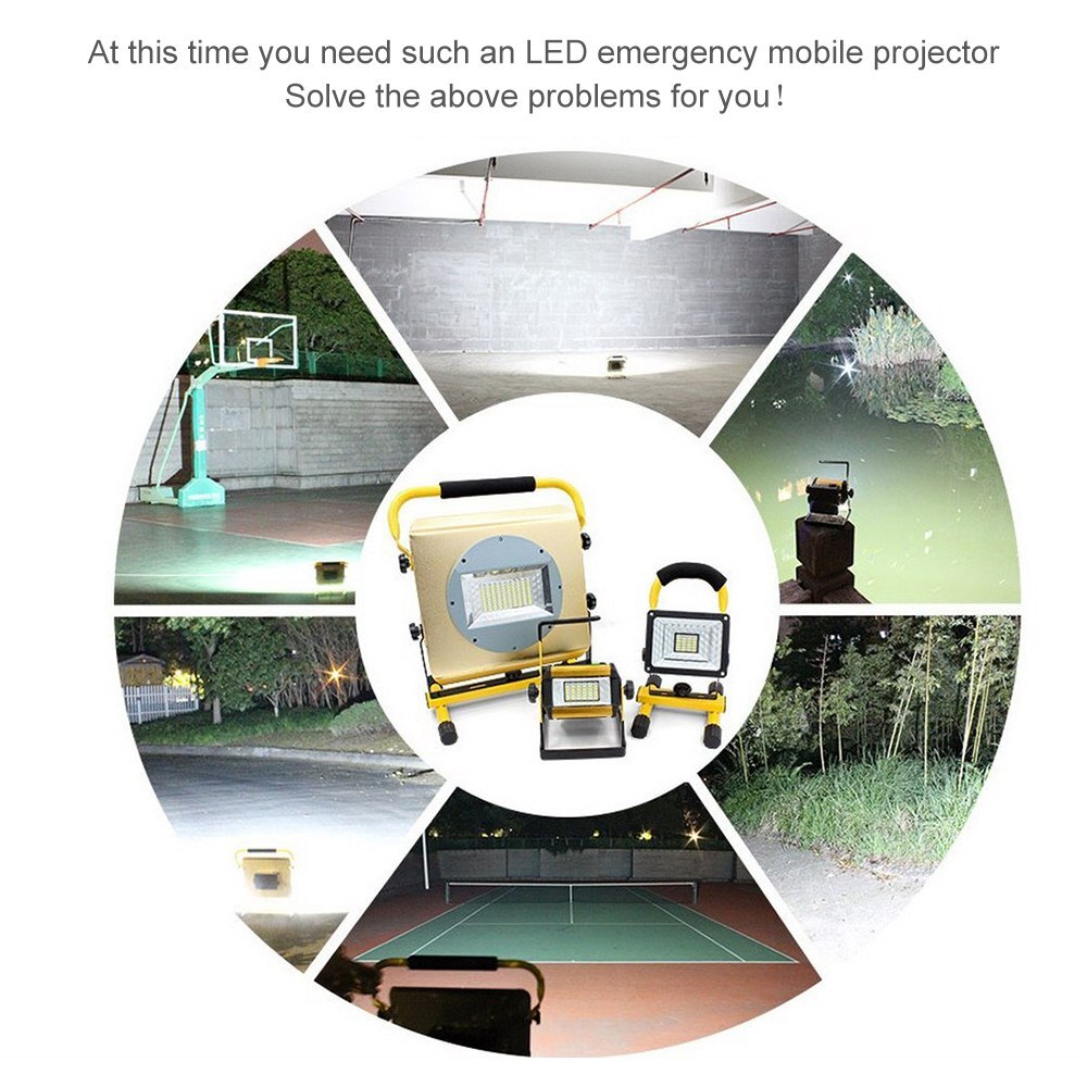 50W LED Flood Light 360 Degree Rotation 24 LED Light Outdoor Waterproof 3 Modes Lighting Spotlight Portable Construction Lamp