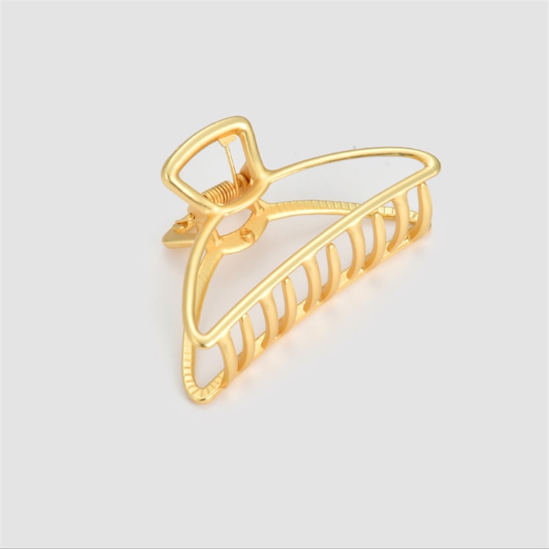 Women Girls Geometric Hair Claw Clamps Metal Hair Crab Moon Shape Hair Claw Clip Solid Color Hairpin Large Size Hair Accessories