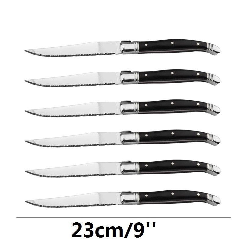 2/4/6pcs 9&#39;&#39; Laguiole Style Black Wood Dinner Knife Stainless Steel Steak Knives Table Knifes Restaurant Bar Dinnerware Set