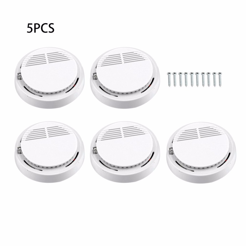 1/5/10Pcs Smoke Alarm Fire Detector Photoelectric Technology&amp;Low Battery Signal Fire Alarm Security System For Home Kitchen: 5 Pcs